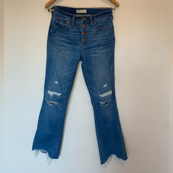 Madewell Cali Demi Boot Button Fly Distressed Jeans Size 26 - Picture 5 of 13